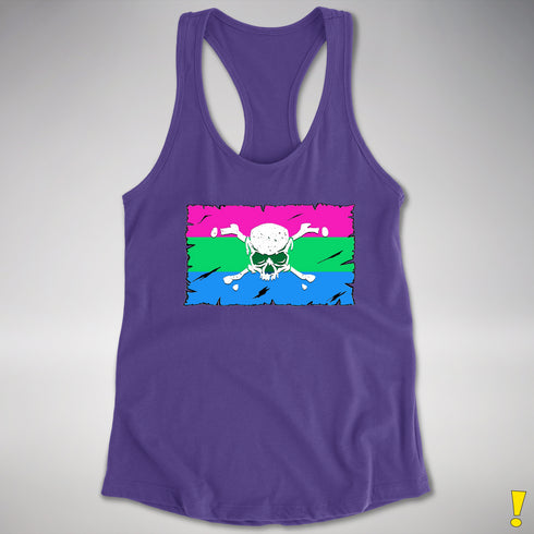 Polysexual Pride Pirate Flag Racerback Tank - Purple