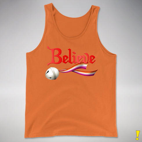 Believe Lesbian Pride Jingle Bell Premium Tank Top - Orange