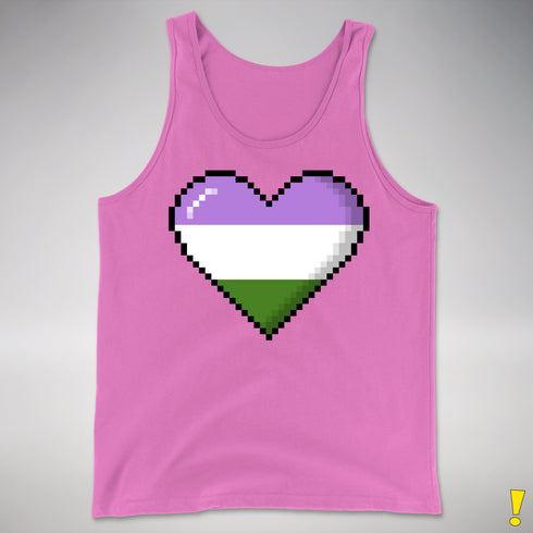 Genderqueer Pride 8-Bit Pixel Heart Premium Tank Top - Neon Pink