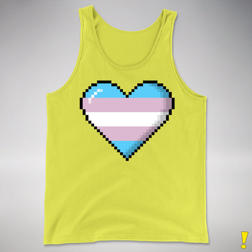 Transgender Pride 8-Bit Pixel Heart Premium Tank Top - Neon Yellow