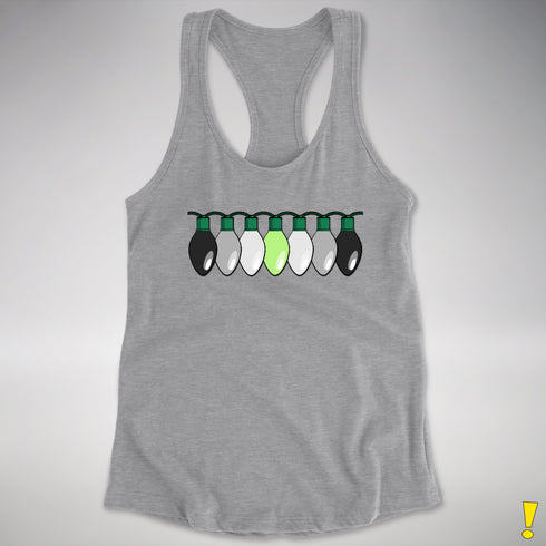Agender Pride Christmas Lights Racerback Tank - Heather Grey