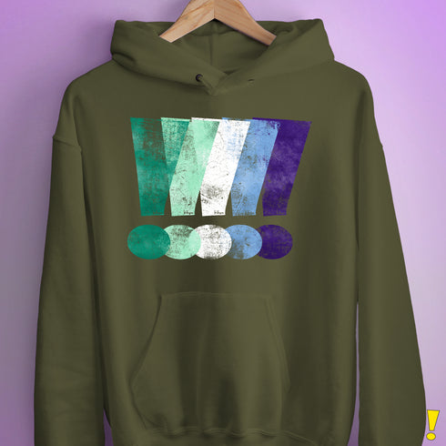 MLM Gay Pride Grunge Exclamation Points Hoodie - Army