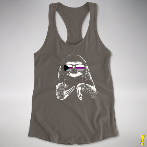 Pride Sloth Demisexual Pride Flag Sunglasses Women's Racerback Tank - Dark Grey