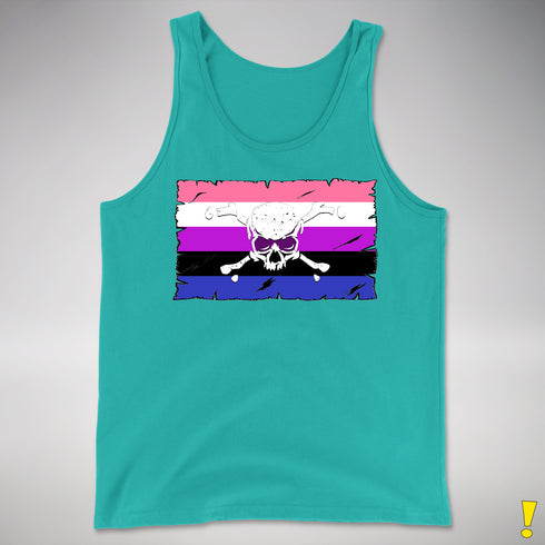 Genderfluid Pride Pirate Flag Premium Tank Top - Teal
