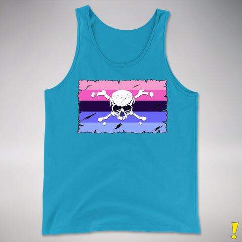 Omnisexual Pride Pirate Flag Premium Tank Top - Neon Blue