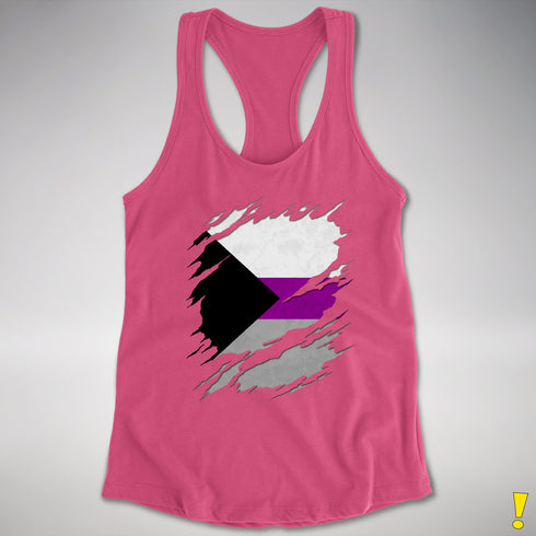 Demisexual Pride Flag Ripped Reveal Racerback Tank - Hot Pink