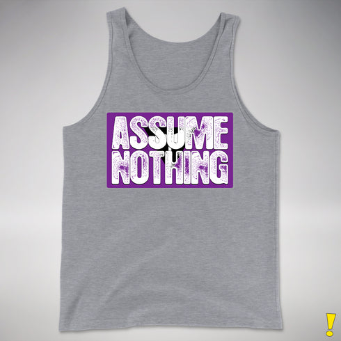 Assume Nothing Lesbian Labrys Pride Flag Premium Tank Top - Grey Heather