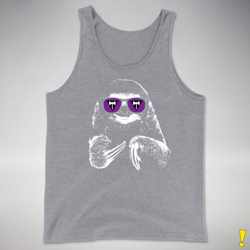 Pride Sloth Lesbian Labrys Flag Sunglasses Premium Tank Top - Grey Heather