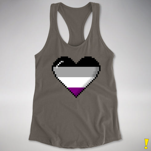 Asexual Pride 8-Bit Pixel Heart Racerback Tank - Dark Grey
