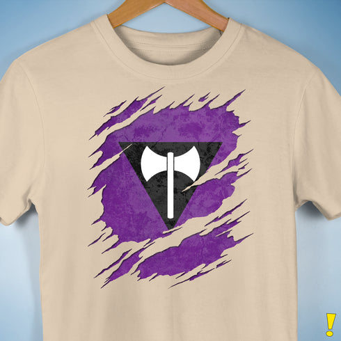 Lesbian Labrys Pride Flag Ripped Reveal Premium Unisex T-Shirt - Cream