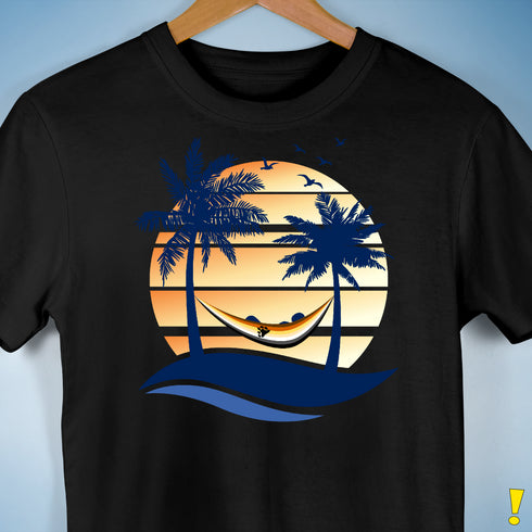 Bear Pride Hammock Summer Beach Sunset Premium Unisex T-Shirt - Black