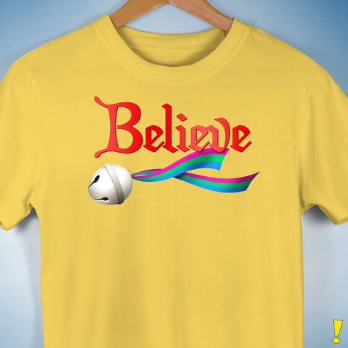 Believe Polysexual Pride Jingle Bell Premium Unisex T-Shirt - Yellow