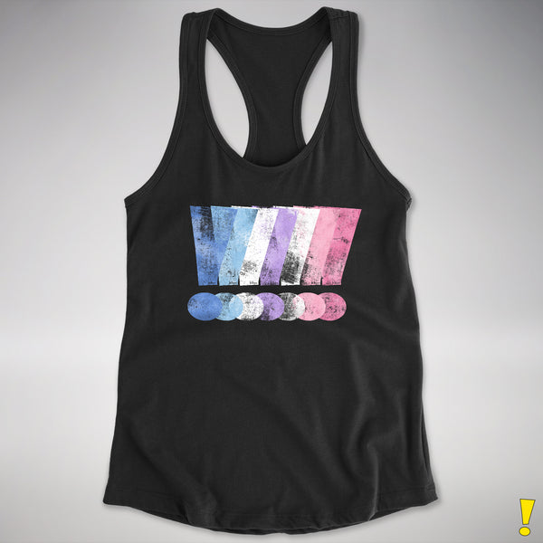Bigender Pride Grunge Exclamation Points Racerback Tank - Black