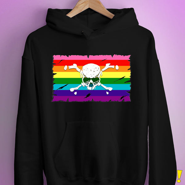 Gilbert Baker LGBTQ Pride Pirate Flag Hoodie - Black