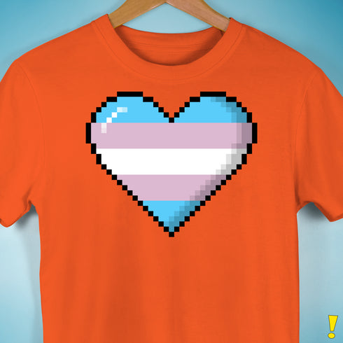 Transgender Pride 8-Bit Pixel Heart Premium Unisex T-Shirt - Orange