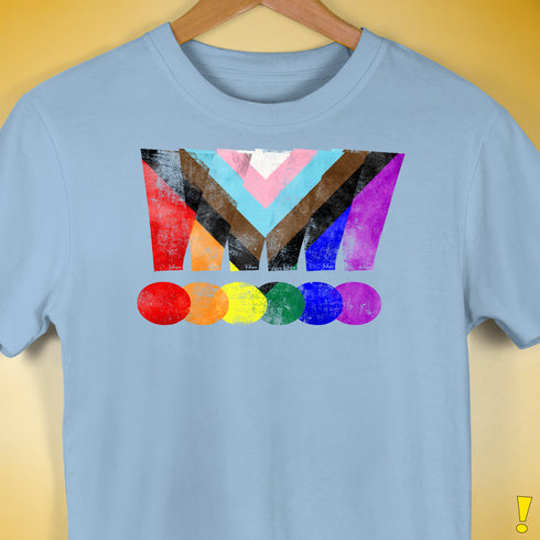 LGBTQ Progress Pride Grunge Exclamation Points Premium Unisex T-Shirt - Baby Blue