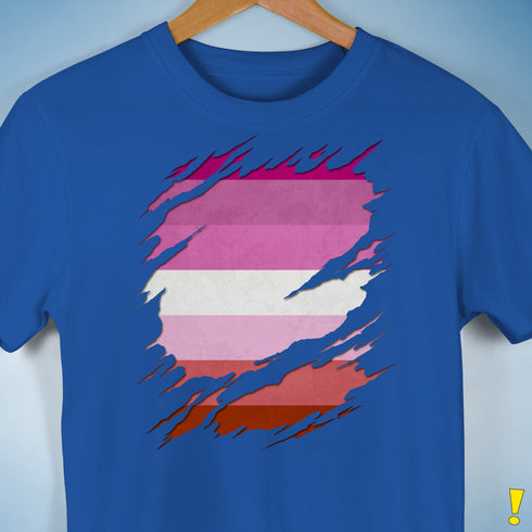 Pink Lesbian Ripped Reveal Premium Unisex T-Shirt - Royal Blue
