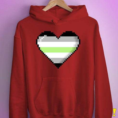Agender Pride 8-Bit Pixel Heart Hoodie - Red