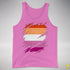 Lesbian Pride Flag Ripped Reveal Premium Tank Top - Neon Pink