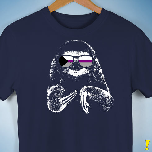Pride Sloth Demisexual Pride Flag Sunglasses Premium Unisex T-Shirt - Navy