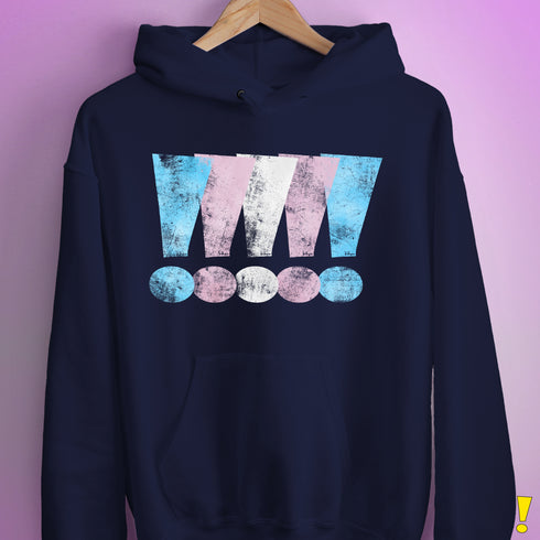 Transgender Pride Exclamation Points Hoodie - Navy