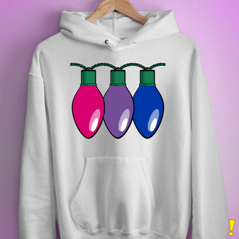 Bisexual Pride Christmas Lights Hoodie - White