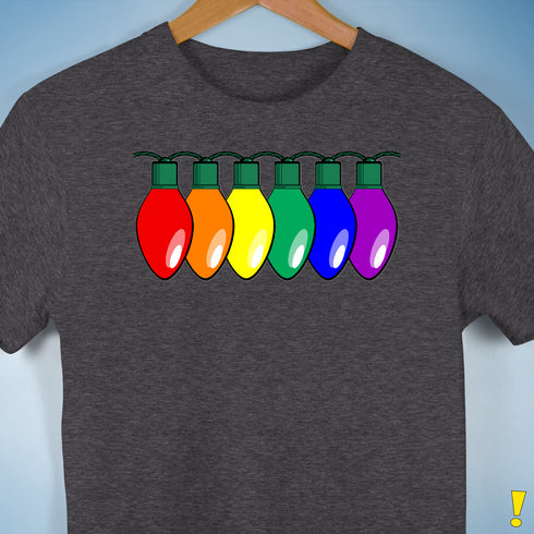 LGBTQ Pride Christmas Lights Premium Unisex T-Shirt - Dark Grey Heather