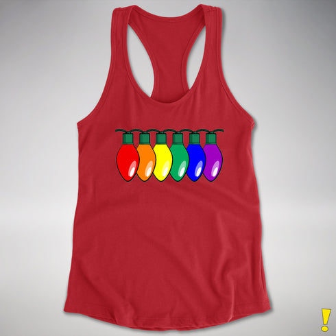 LGBTQ Pride Christmas Lights Racerback Tank - Red
