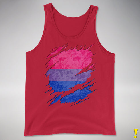 Bisexual Pride Flag Ripped Reveal Premium Tank Top - Red
