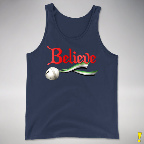 Believe Aromantic Pride Jingle Bell Premium Tank Top - Navy