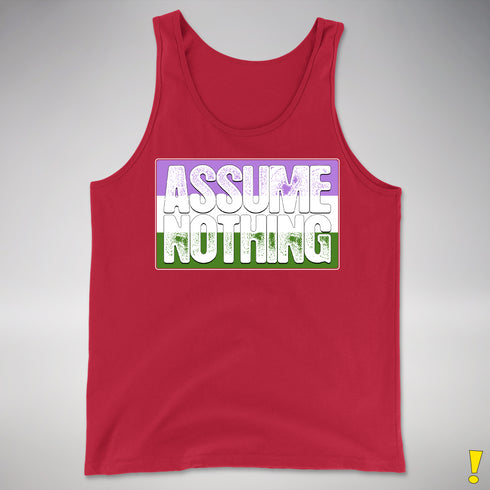 Assume Nothing Genderqueer Pride Flag Premium Tank Top - Red