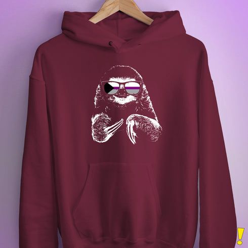 Pride Sloth Demisexual Pride Flag Sunglasses Hoodie - Maroon