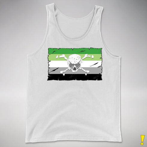 Aromantic Pride Pirate Flag Premium Tank Top - White