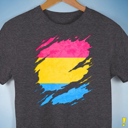 Pansexual Pride Flag Ripped Reveal Premium Unisex T-Shirt - Dark Grey Heather
