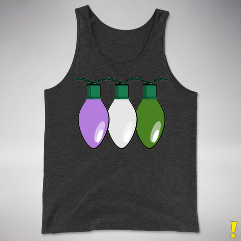 Genderqueer Pride Christmas Lights Premium Tank Top - Charcoal Triblend
