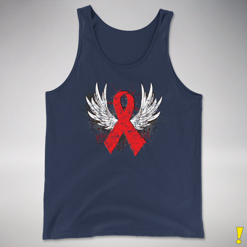 Winged Red Ribbon - World AIDS Day Premium Tank Top - Navy