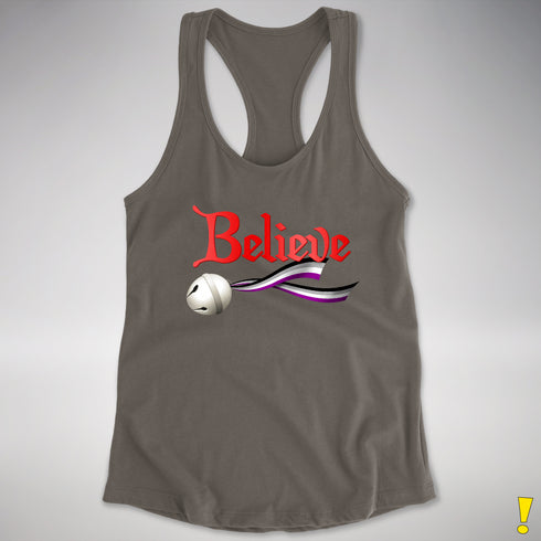 Believe Asexual Pride Jingle Bell Racerback Tank - Dark Grey
