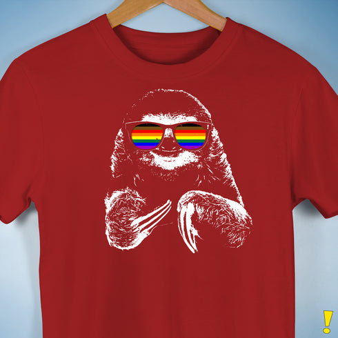 Pride Sloth Philly LGBTQ Pride Flag Sunglasses Premium Unisex T-Shirt - Red
