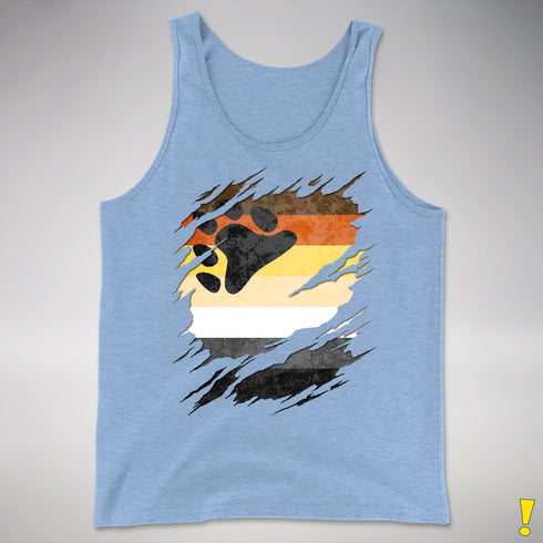 Bear Pride Flag Ripped Reveal Premium Tank Top - Blue Triblend