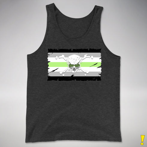 Agender Pride Pirate Flag Premium Tank Top - Charcoal Triblend