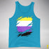 Nonbinary Pride Flag Ripped Reveal Premium Tank Top - Neon Blue