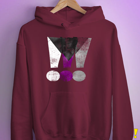 Demisexual Pride Grunge Exclamation Points Hoodie - Maroon