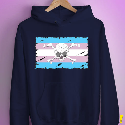 Transgender Pride Pirate Flag Hoodie - Navy
