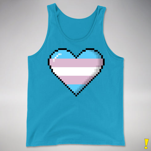 Transgender Pride 8-Bit Pixel Heart Premium Tank Top - Neon Blue