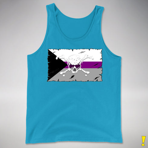 Demisexual Pride Pirate Flag Premium Tank Top - Neon Blue