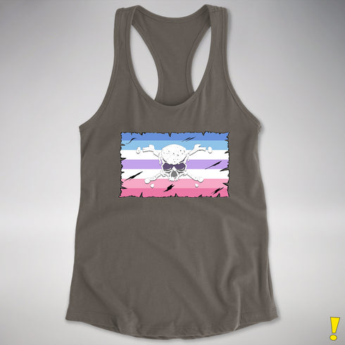 Bigender Pride Pirate Flag Racerback Tank - Dark Grey