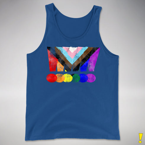 LGBTQ Progress Pride Grunge Exclamation Points Premium Tank Top - Royal Blue