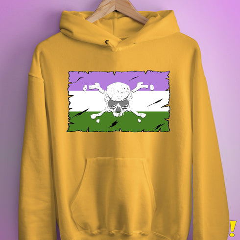 Genderqueer Pride Pirate Flag Hoodie - Mustard