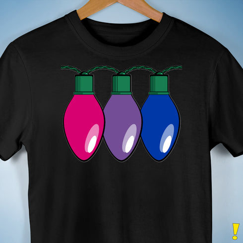 Bisexual Pride Christmas Lights Premium Unisex T-Shirt - Black