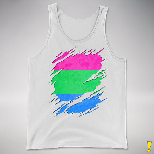 Polysexual Pride Flag Ripped Reveal Premium Tank Top - White